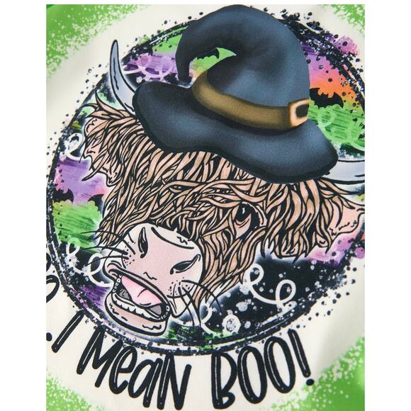 Moo I Mean Boo Fall Thanksgiving Shirt 3/4Y Green - Picture 1 of 3